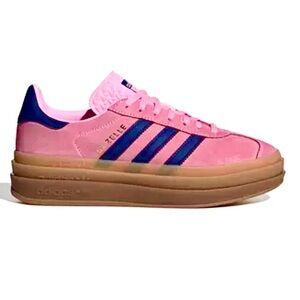 adidas Women's Pink Sneakers with Blue Stripes